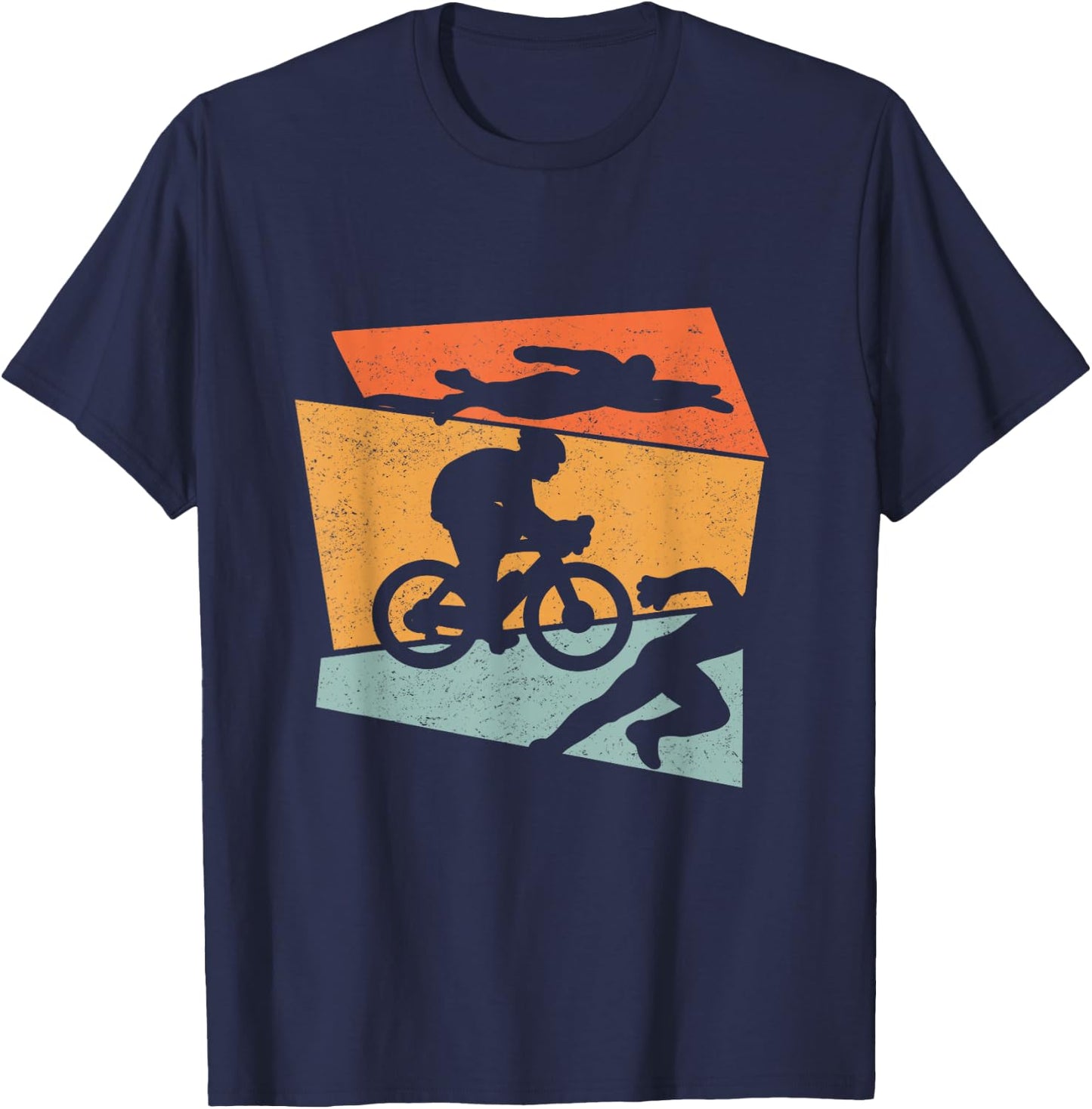Triathlon Vintage Retro Swimming Cycling Running Athlete SC T-Shirt - T-Shirt | Navy