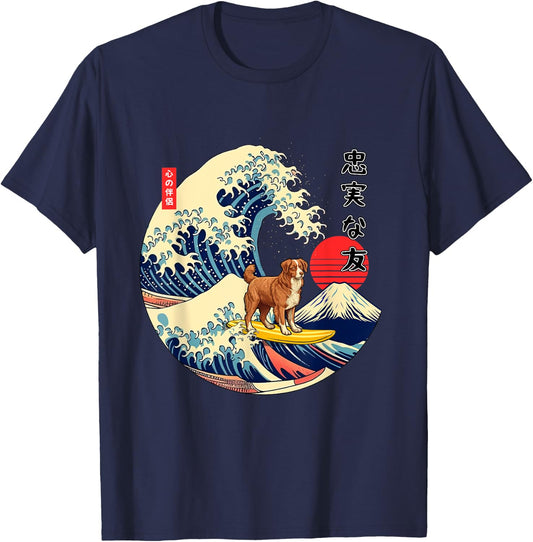 Nova Scotia Duck Tolling Retriever Toller Japanese Kanagawa T-Shirt - T-Shirt | Navy
