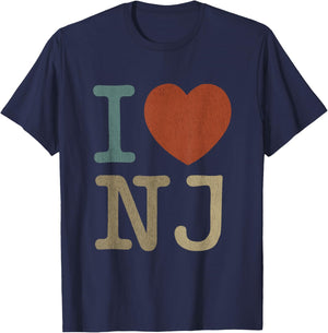 Retro I Love NJ Souvenir I Heart New Jersey T-Shirt - T-Shirt | Navy