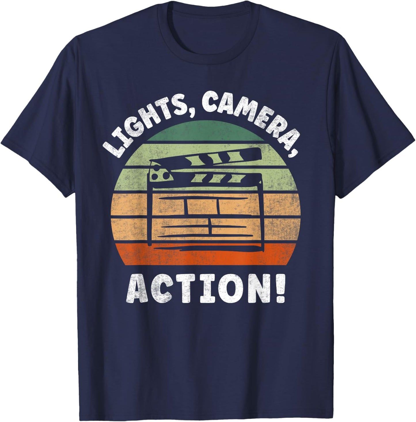 Lights Camera Action Movie Director Movie Clapper Board T-Shirt - T-Shirt | Navy