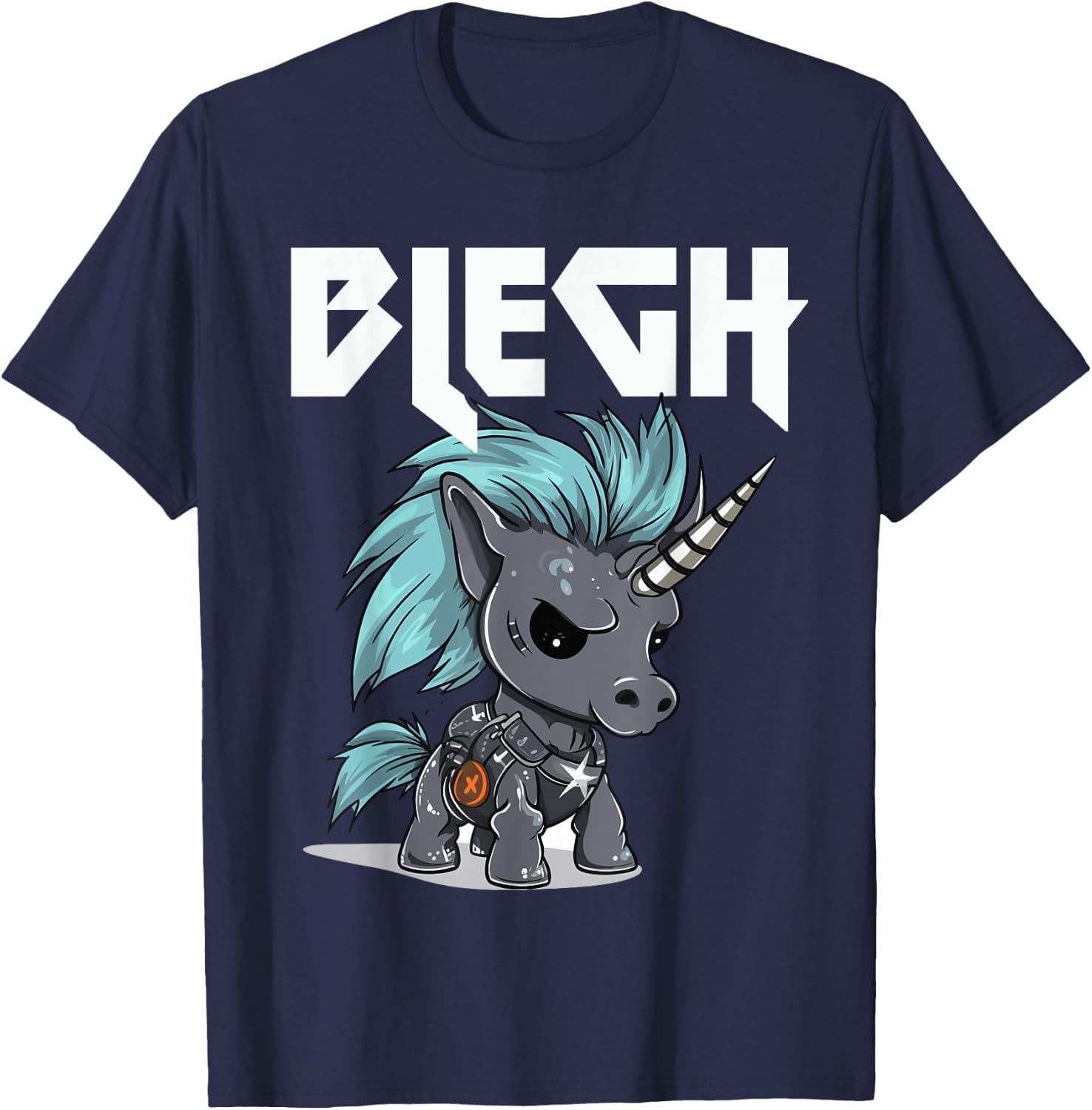 Blegh Heavy Metal Metalcore Unicorn T-Shirt - T-Shirt | Navy