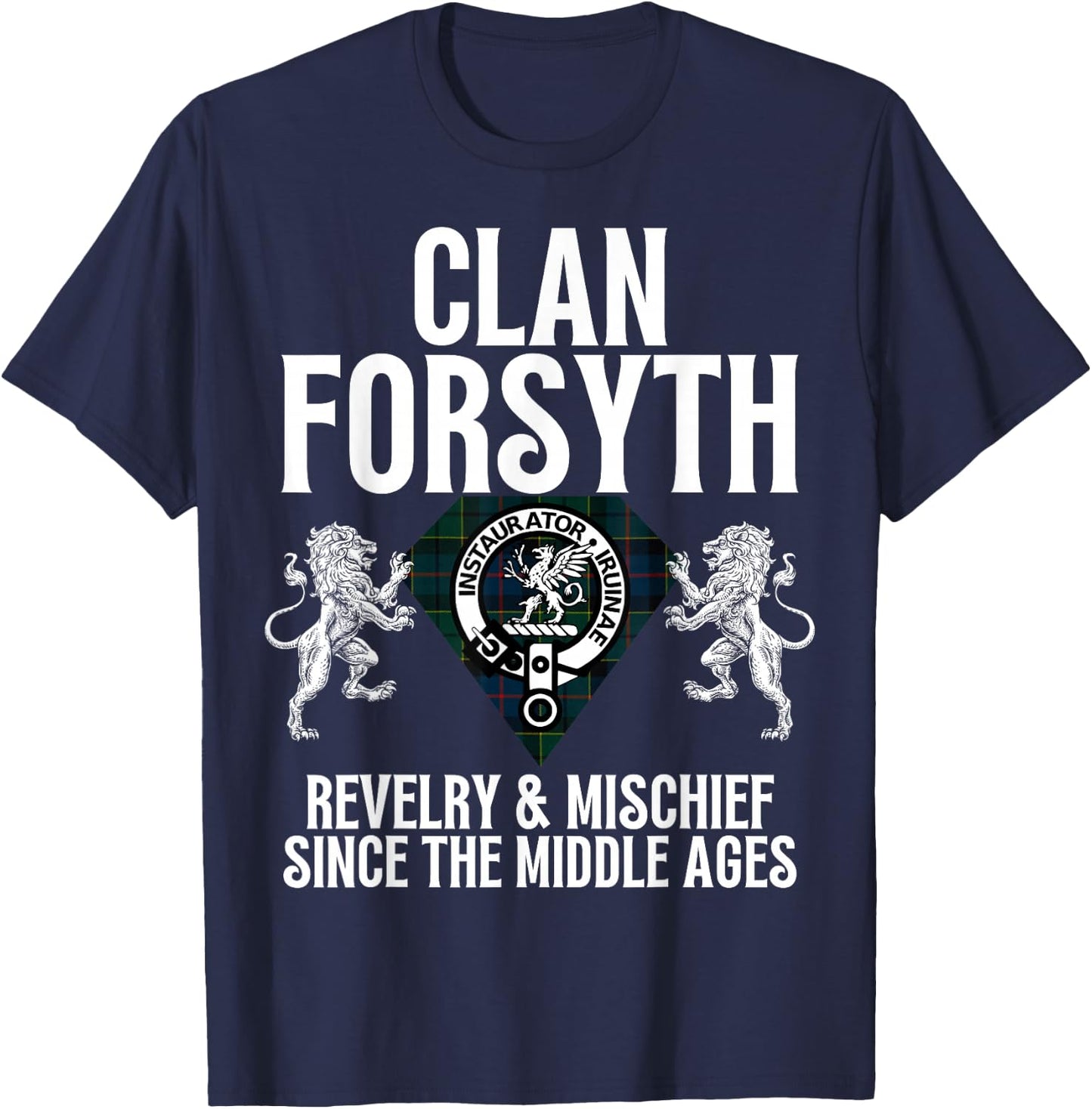 Forsyth Clan Scottish Name Coat Of Arms Tartan Family Party T-Shirt - T-Shirt | Navy