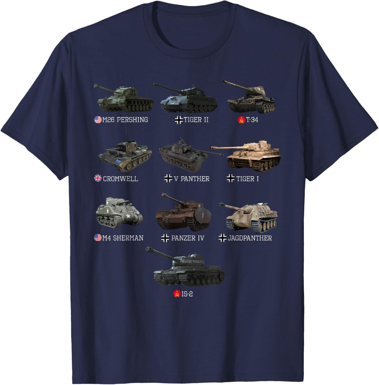 World Tanks Type American Enthusiast Military Lover Machine T-Shirt - T-Shirt | Navy
