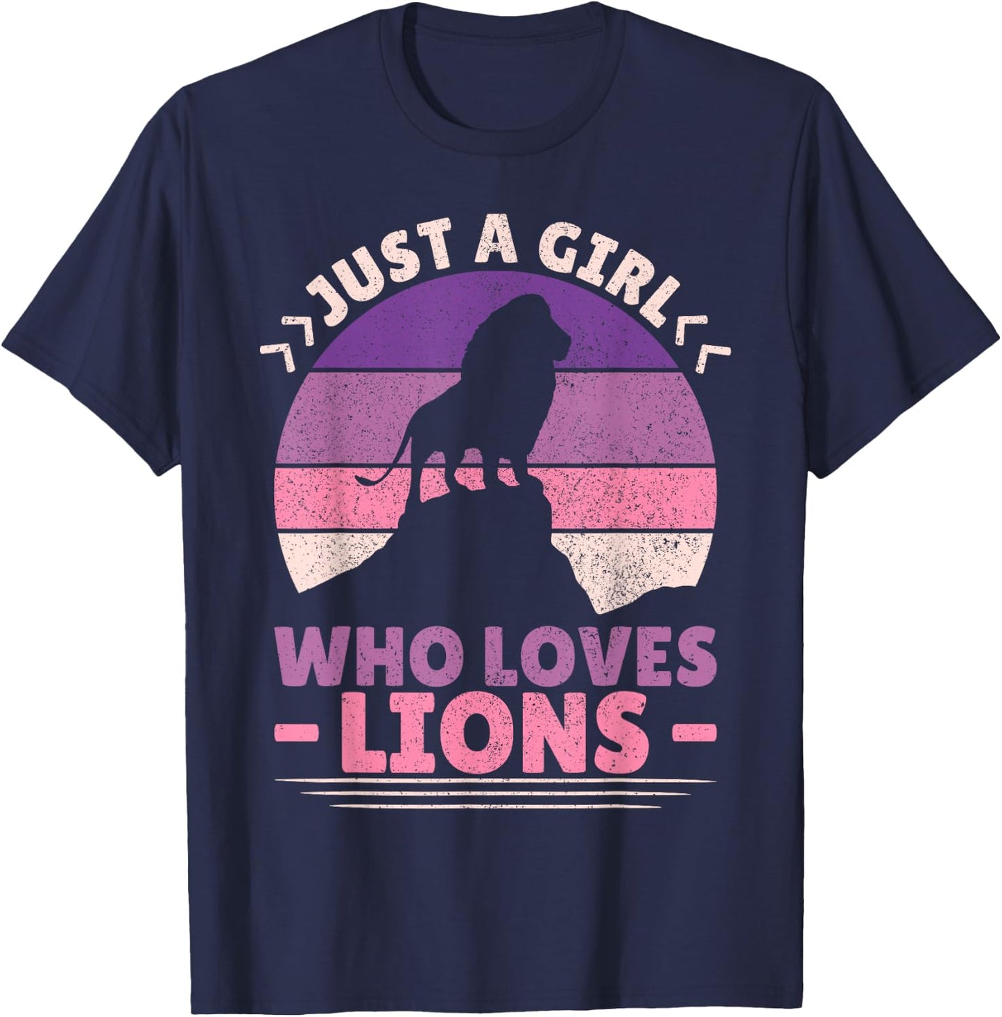 Just A Girl Who Loves Lions African Animal Lover Girls Lion T-Shirt - T-Shirt | Navy