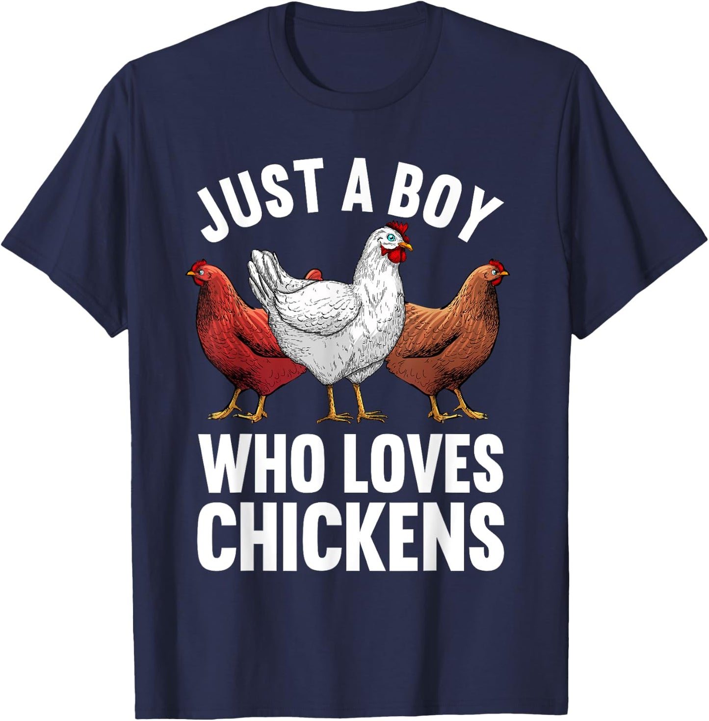 Funny Chicken Art Boys Farm Animal Chicken Farmer T-Shirt - T-Shirt | Navy