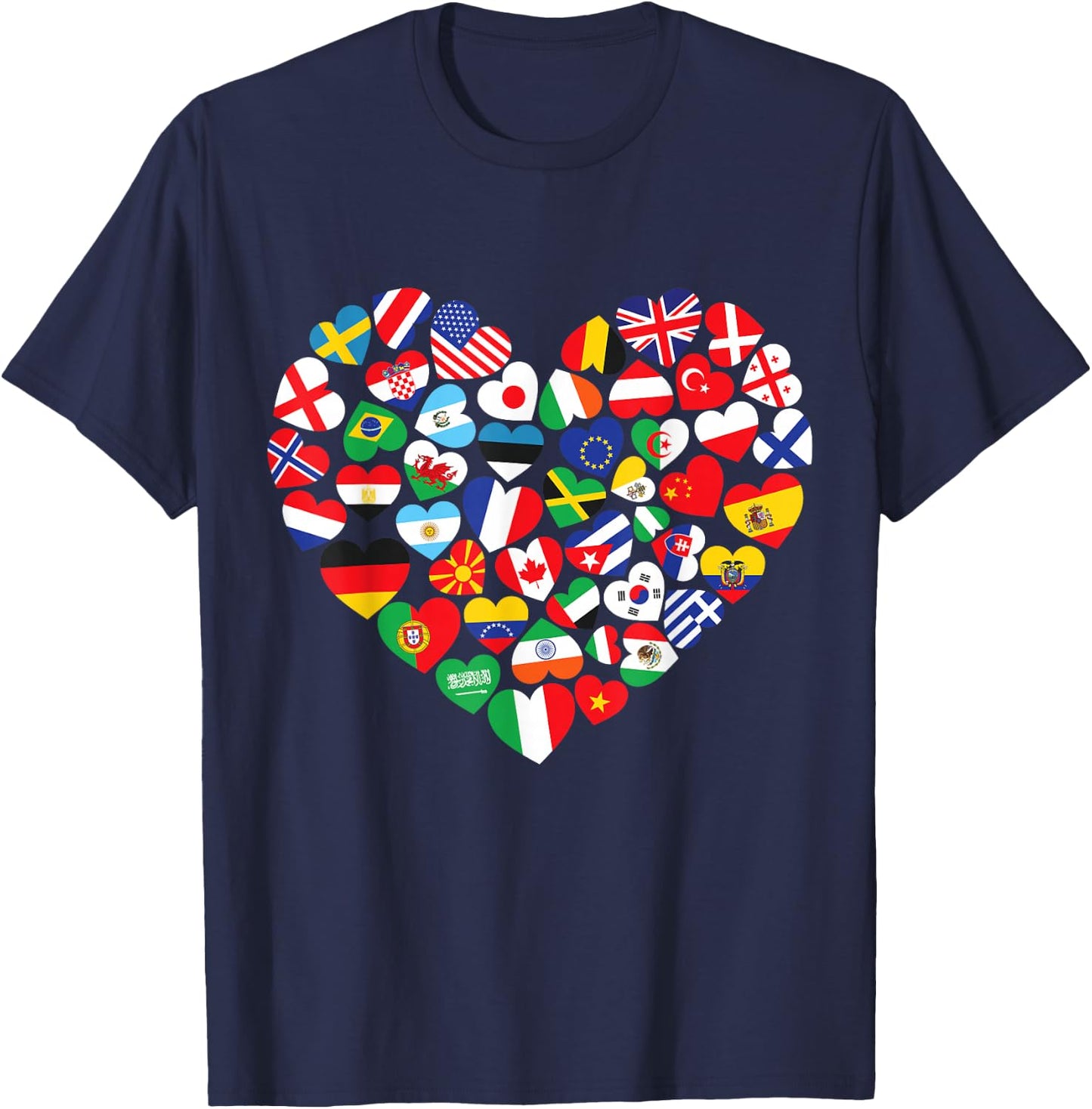 Flags of Countries of the World international flag heart T-Shirt - T-Shirt | Navy