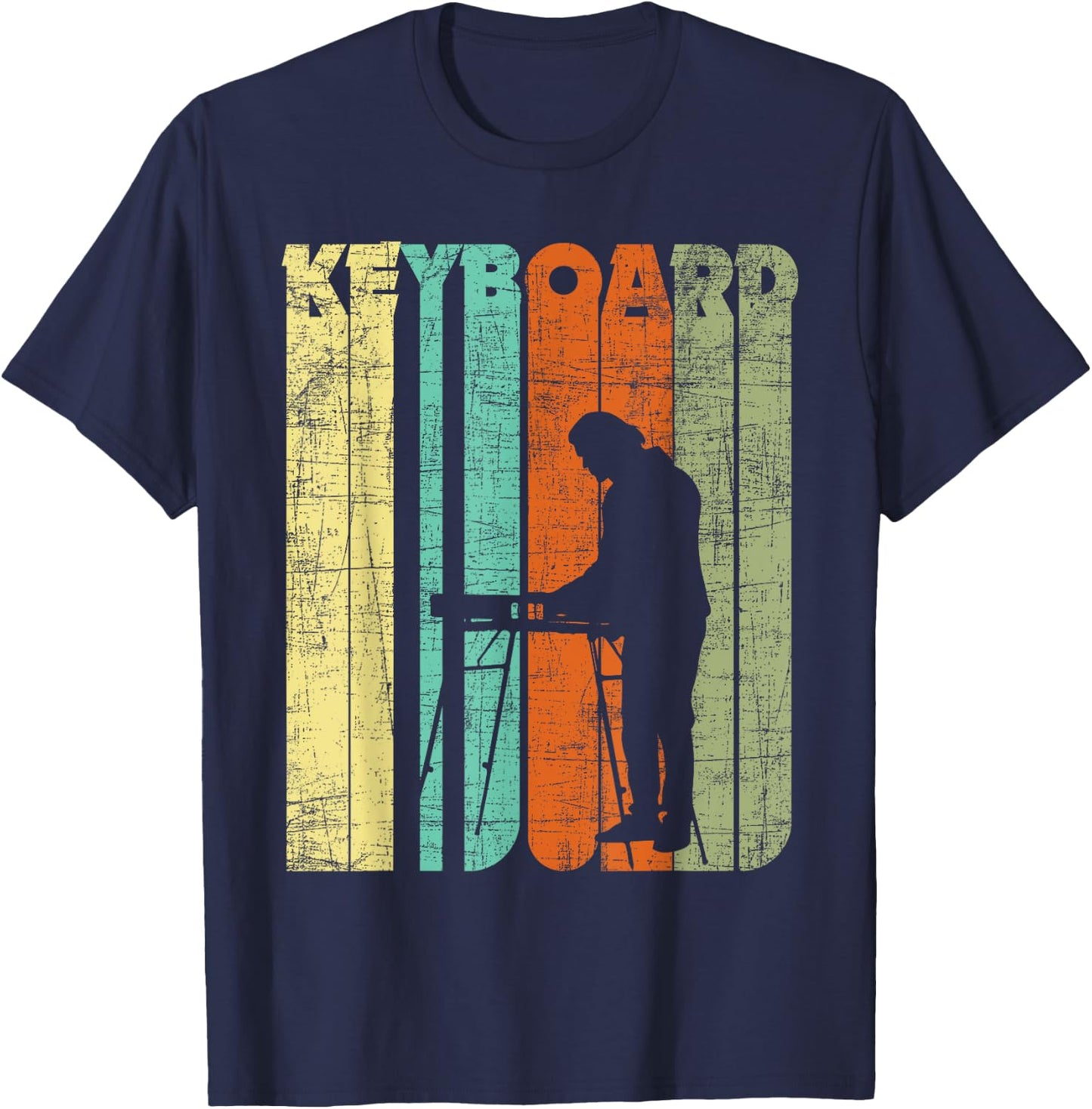 Vintage Keyboard Player Keyboardist Keyboarder Pianist T-Shirt - T-Shirt | Navy