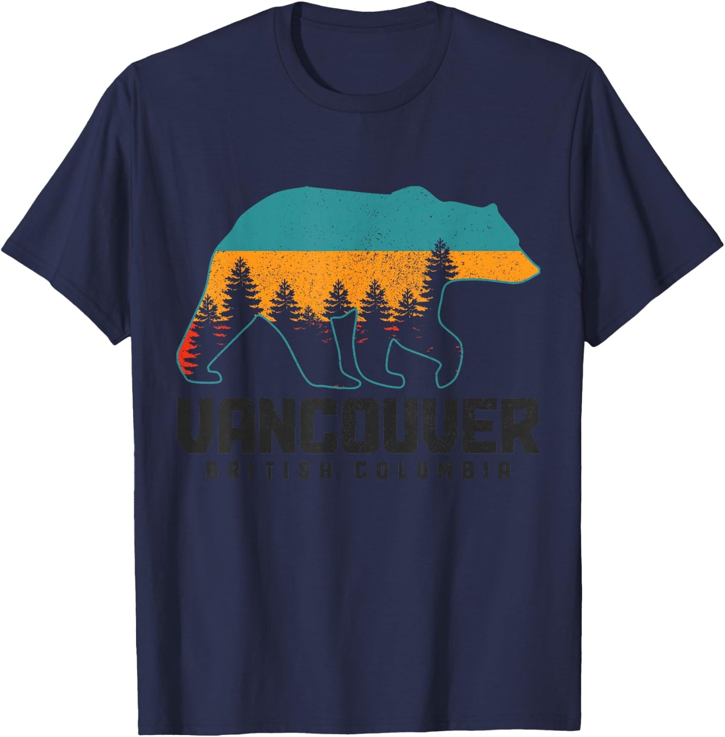 Vancouver BC British Columbia Bear Grizzly Outdoor Vintage T-Shirt - T-Shirt | Navy