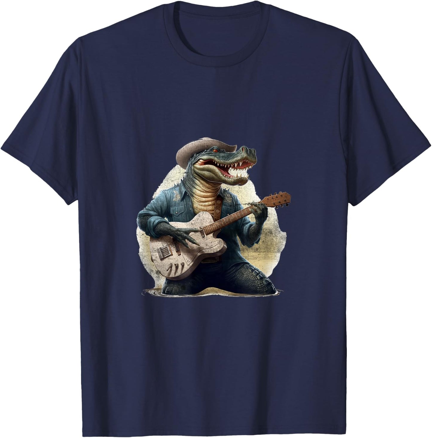 Funny Gator Alligator Playing Guitar Cowboy Country Music T-Shirt - T-Shirt | Navy