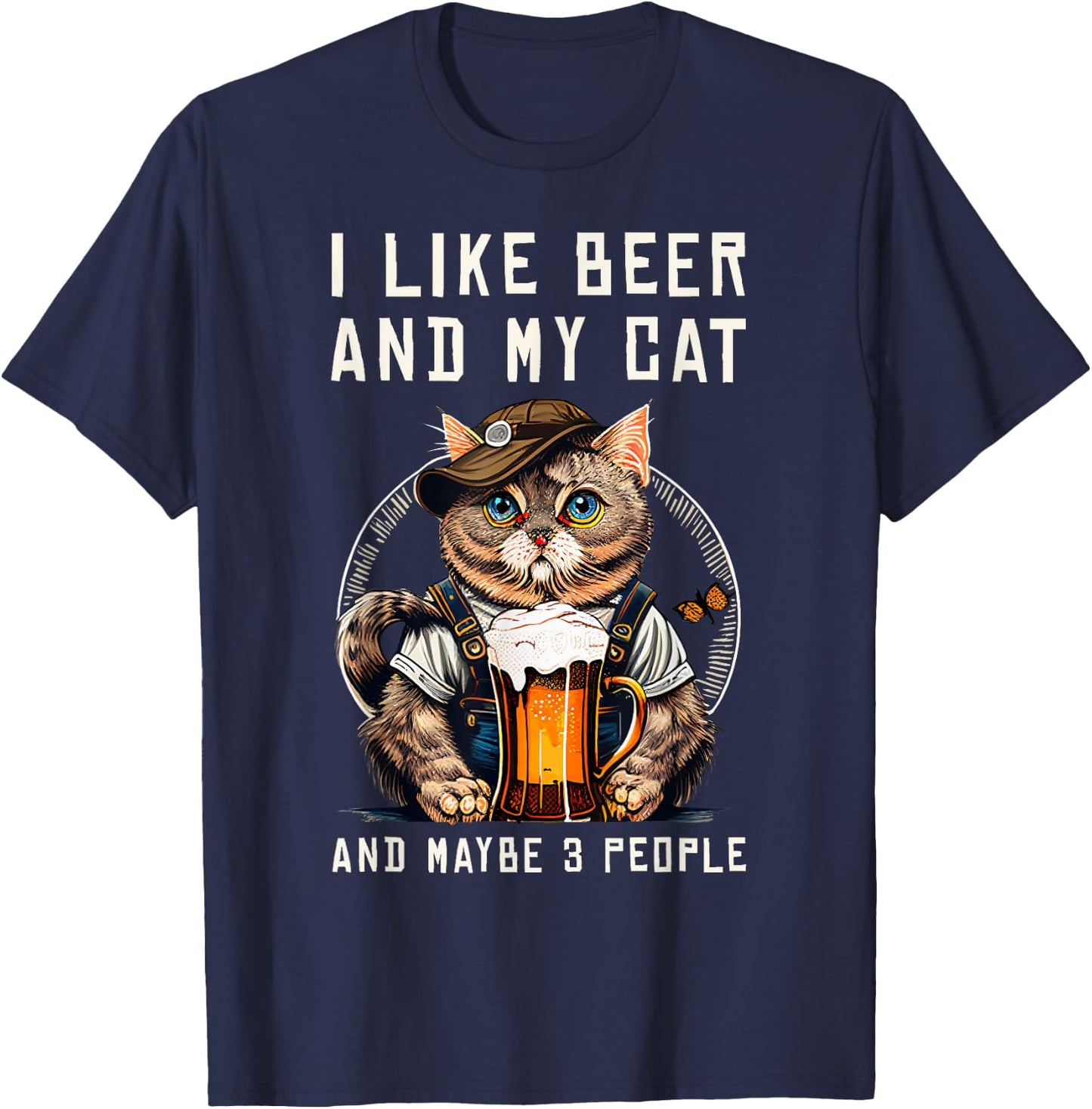 Funny Cat Beer Oktoberfest Bavaria Lederhosen Party Kitten T-Shirt - T-Shirt | Navy