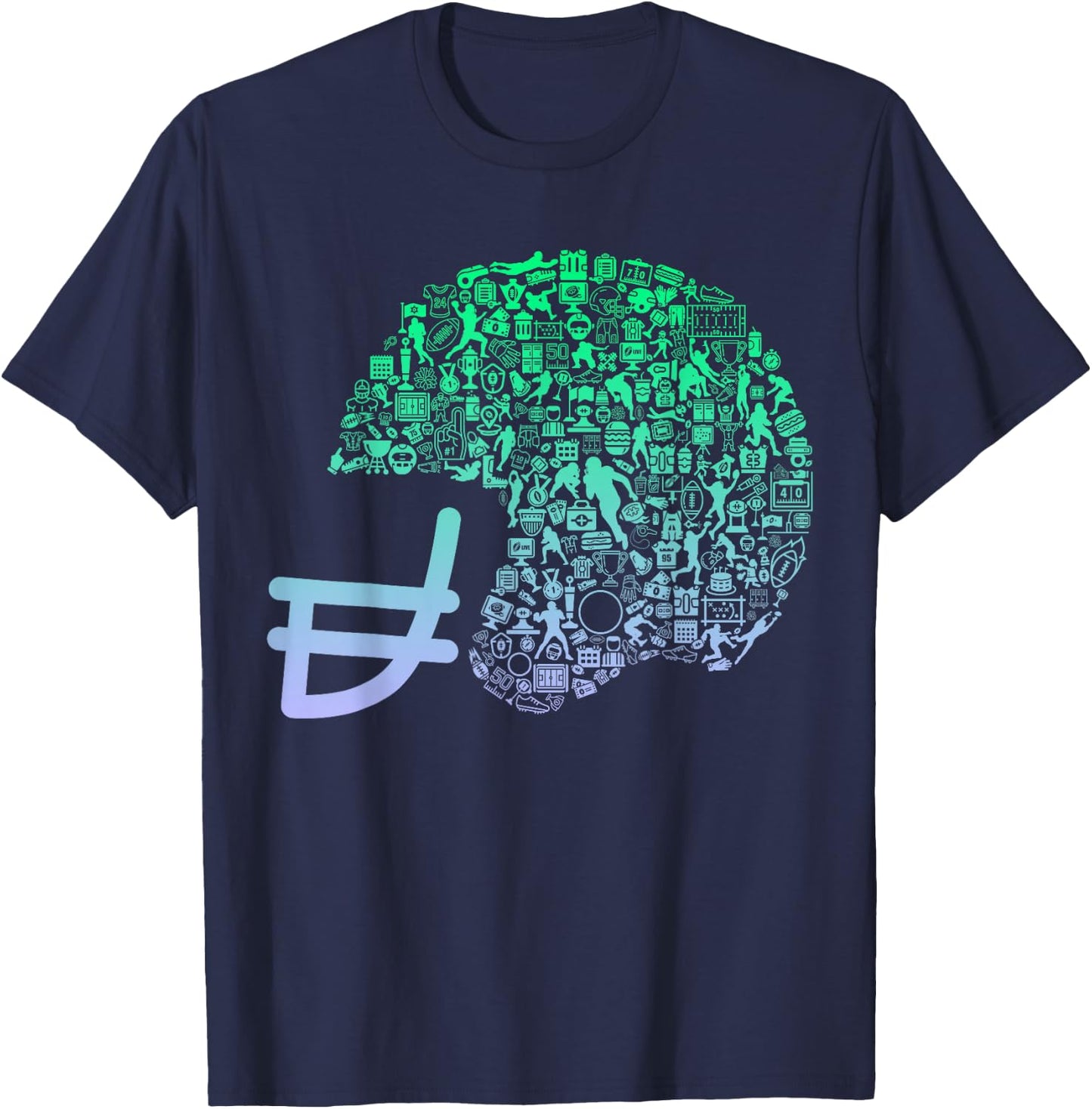 Football Helmet Design for Football Player | Boys Football T-Shirt - T-Shirt | Navy