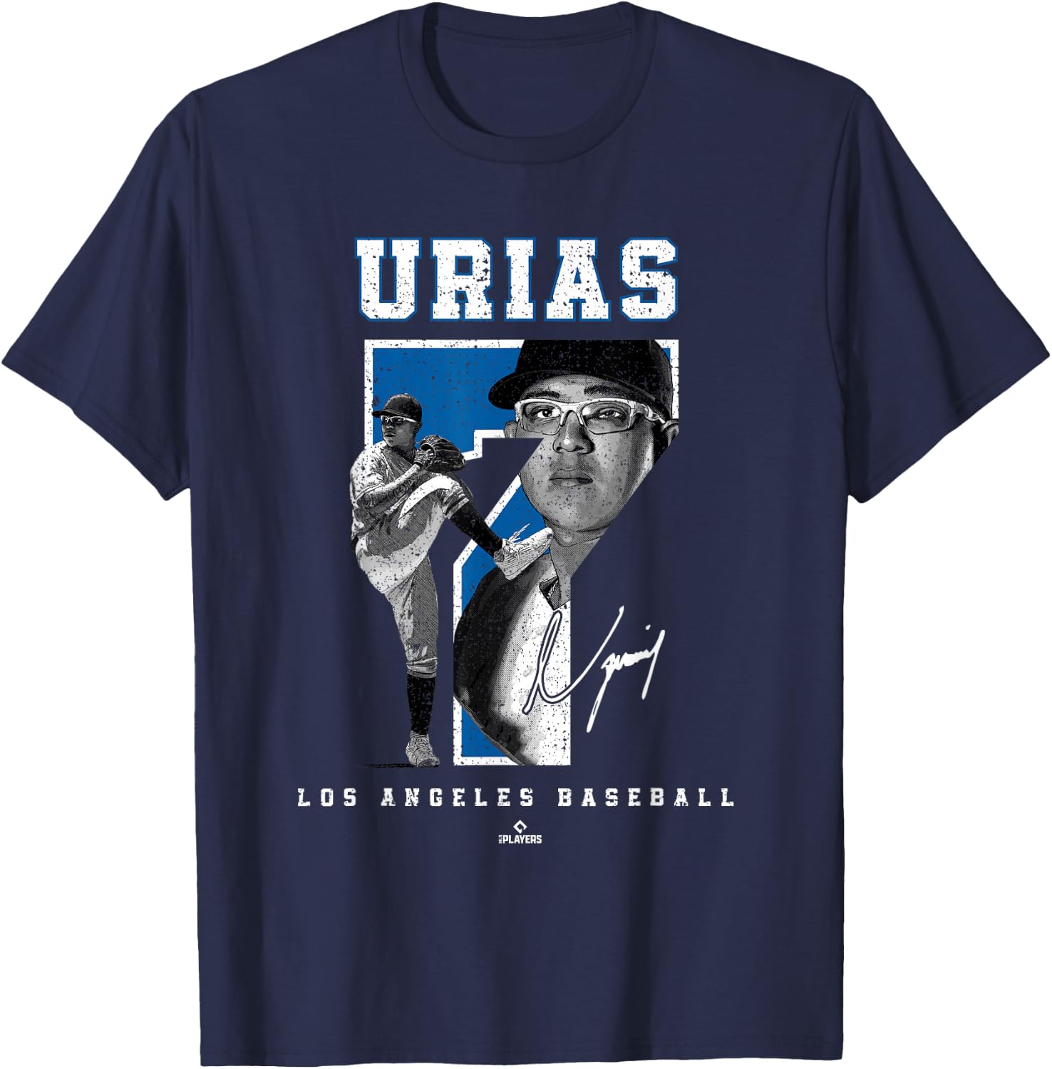 Number and Portrait Julio Urias Los Angeles MLBPA T-Shirt - T-Shirt | Navy
