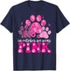 In October We Wear Pink Dog Cat Paw Breast Cancer Awareness T-Shirt - T-Shirt | Navy