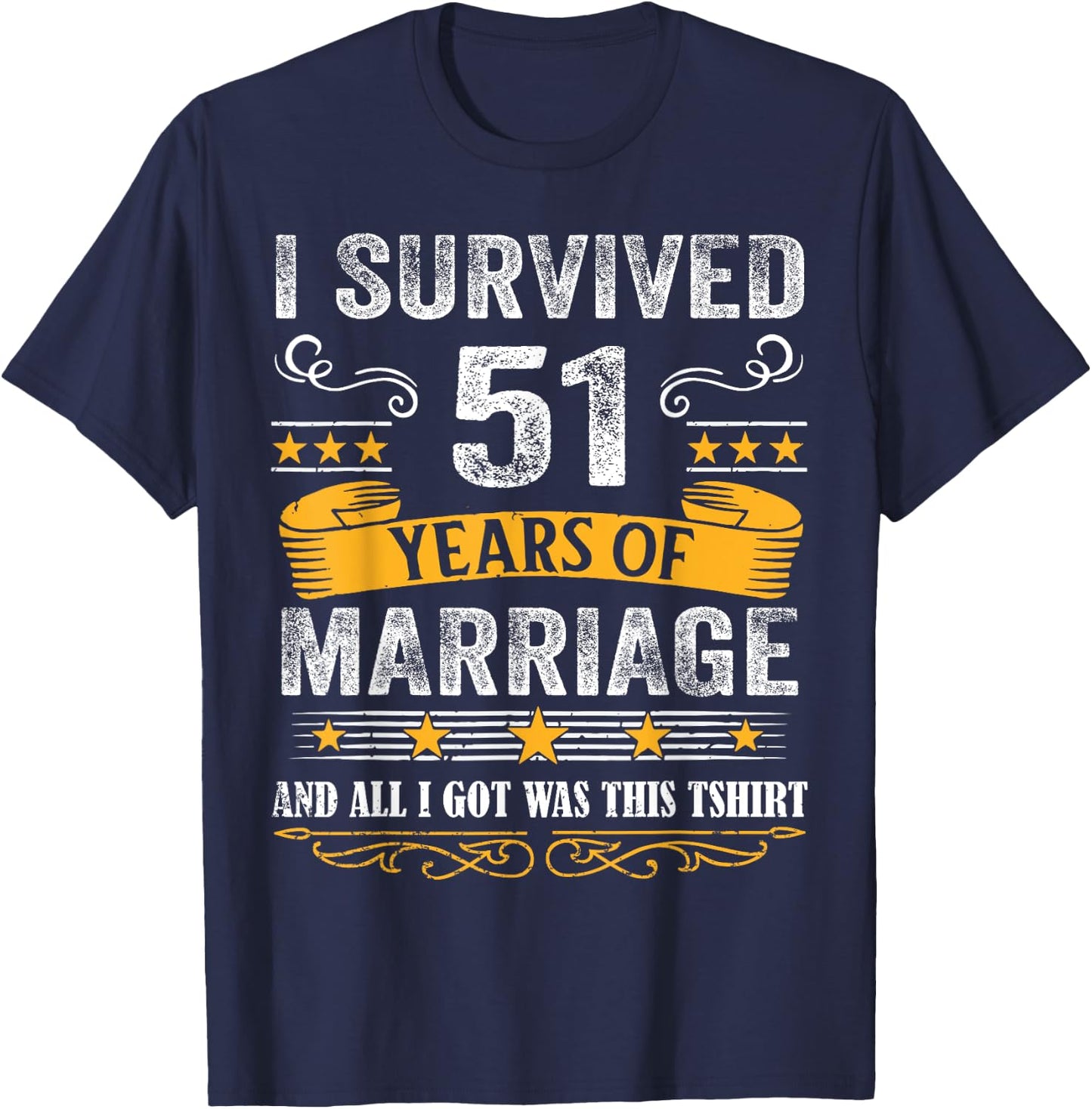 51st Wedding Anniversary shirt Couples Husband Wife 51 Years T-Shirt - T-Shirt | Navy