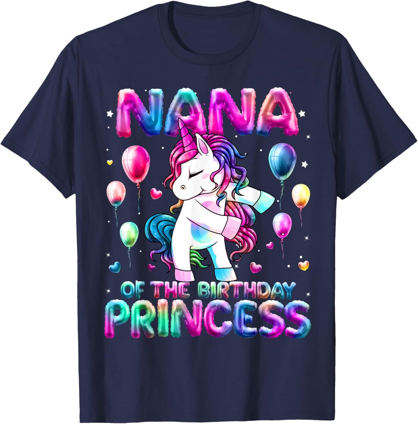 Grandma of the Birthday Princess Girl Flossing Unicorn Nana T-Shirt - T-Shirt | Navy