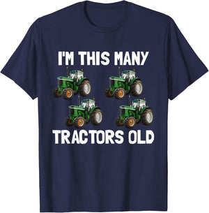 I'm This Many Tractors Old 4 Years Old Boys 4th Birthday T-Shirt - T-Shirt | Navy