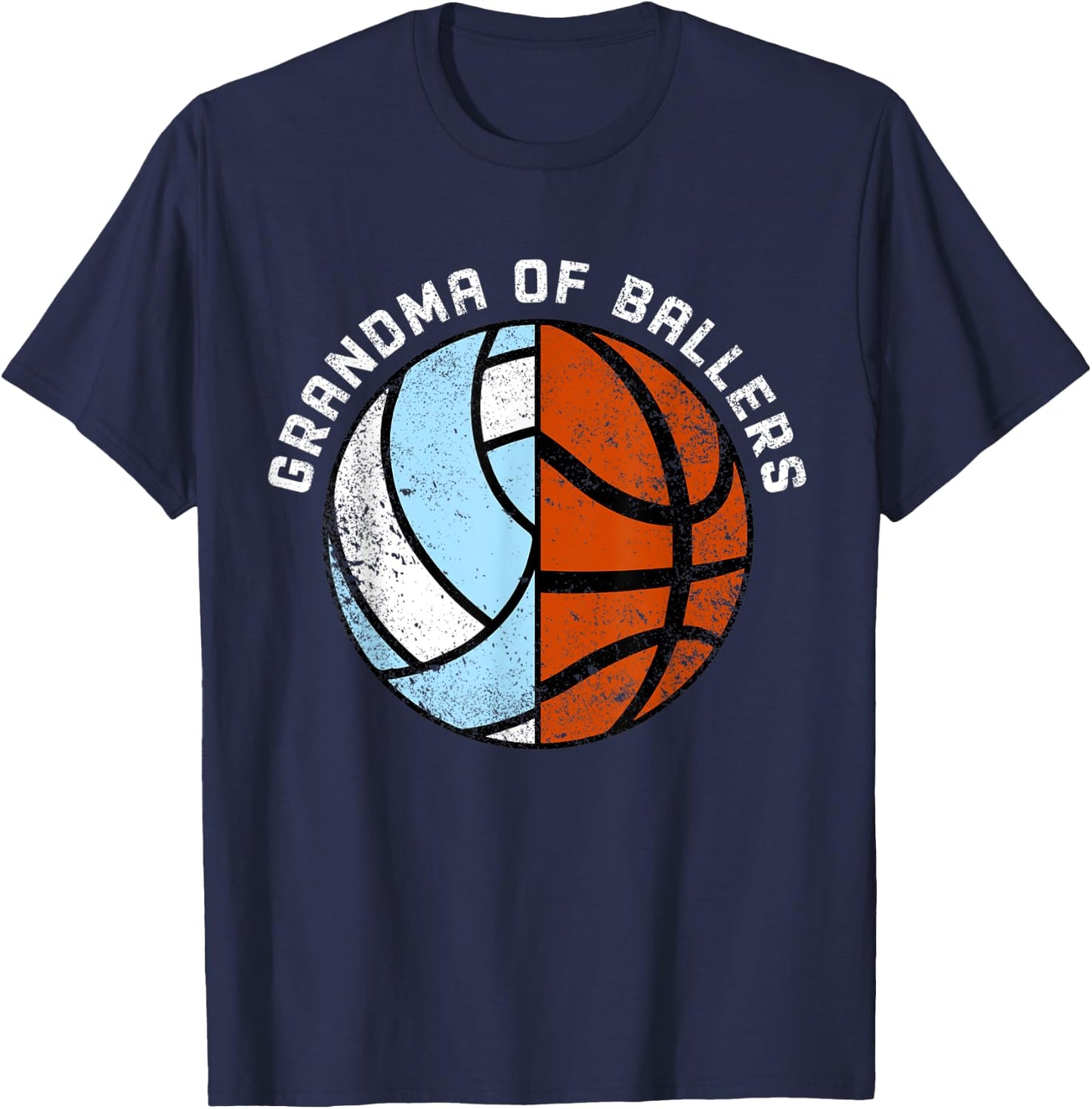 Grandma Of Ballers Funny Volleyball Basketball Grandma T-Shirt - T-Shirt | Navy