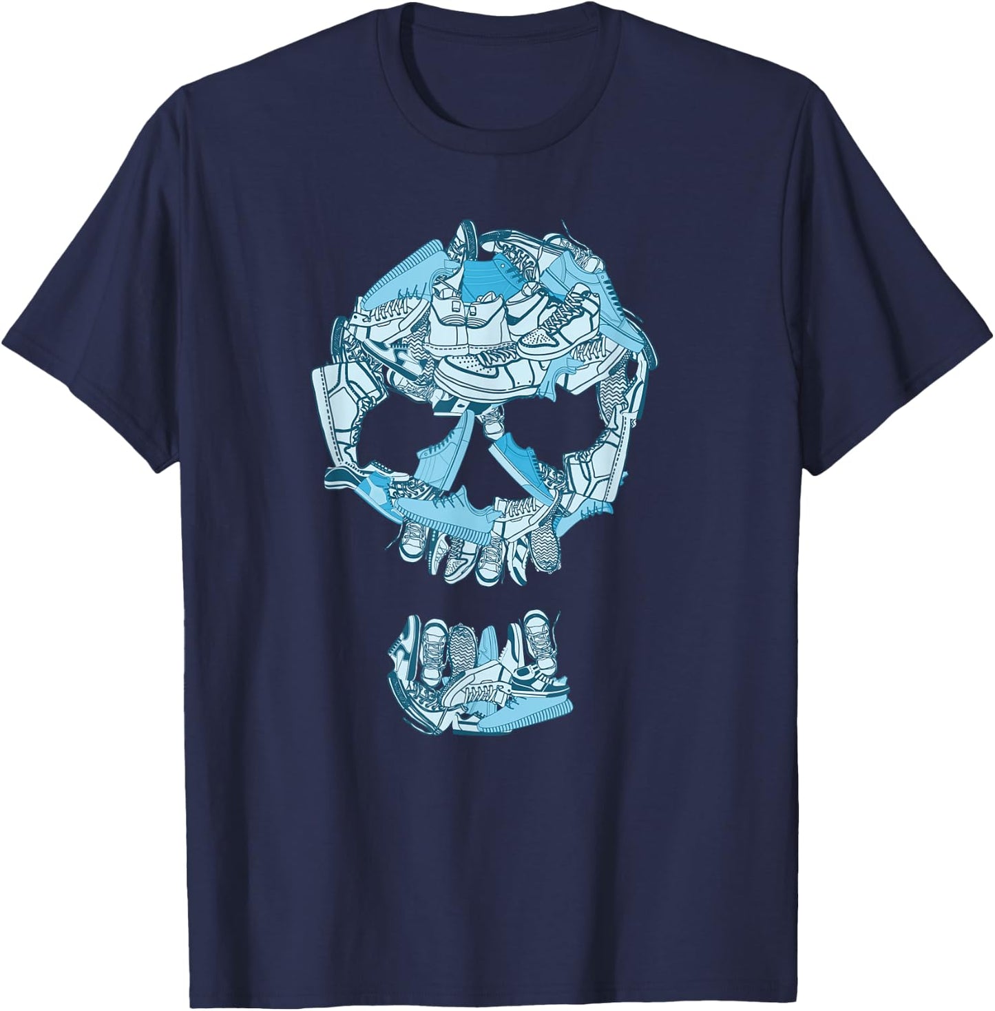 Blue Big Ol' Sneaker Head Blue Color Graphic T-Shirt - T-Shirt | Navy