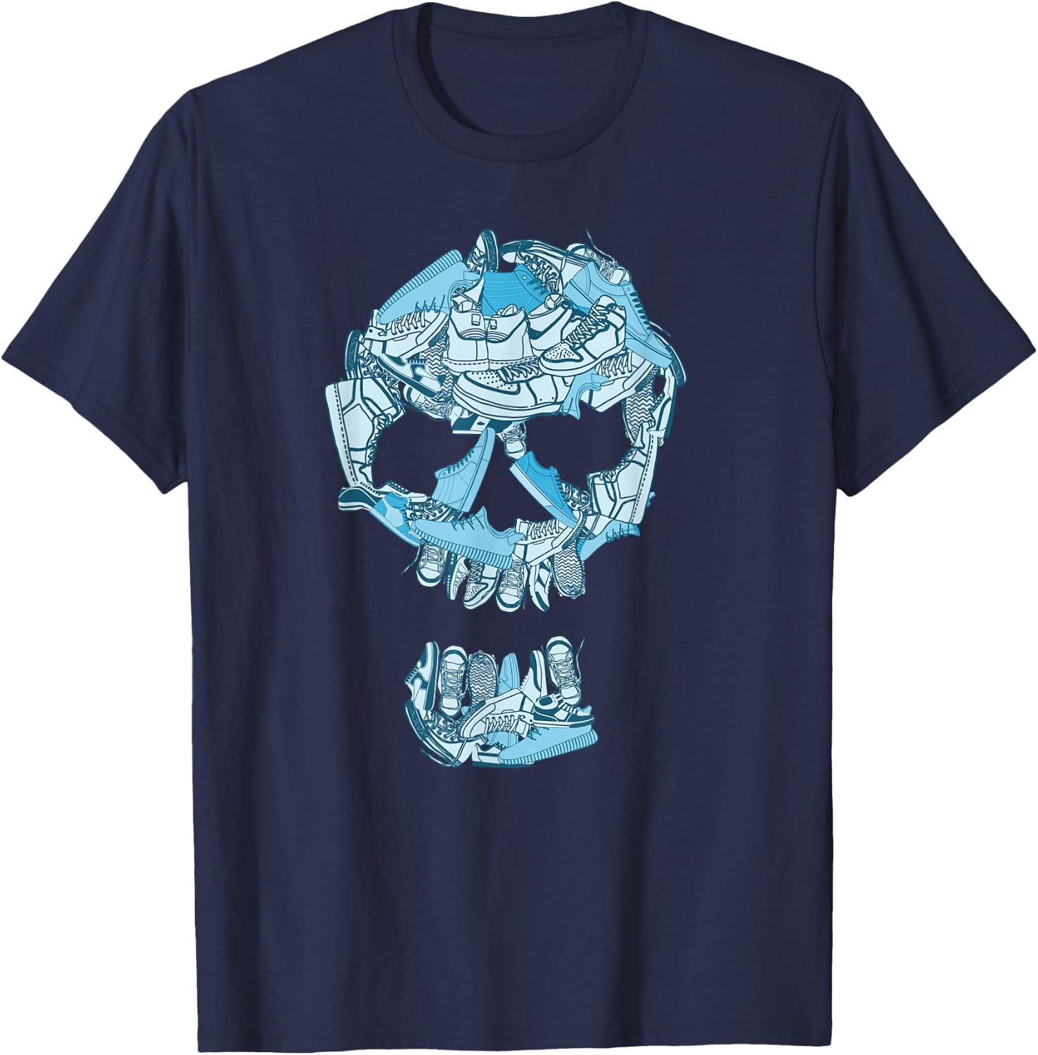 Blue Big Ol' Sneaker Head Blue Color Graphic T-Shirt - T-Shirt | Navy