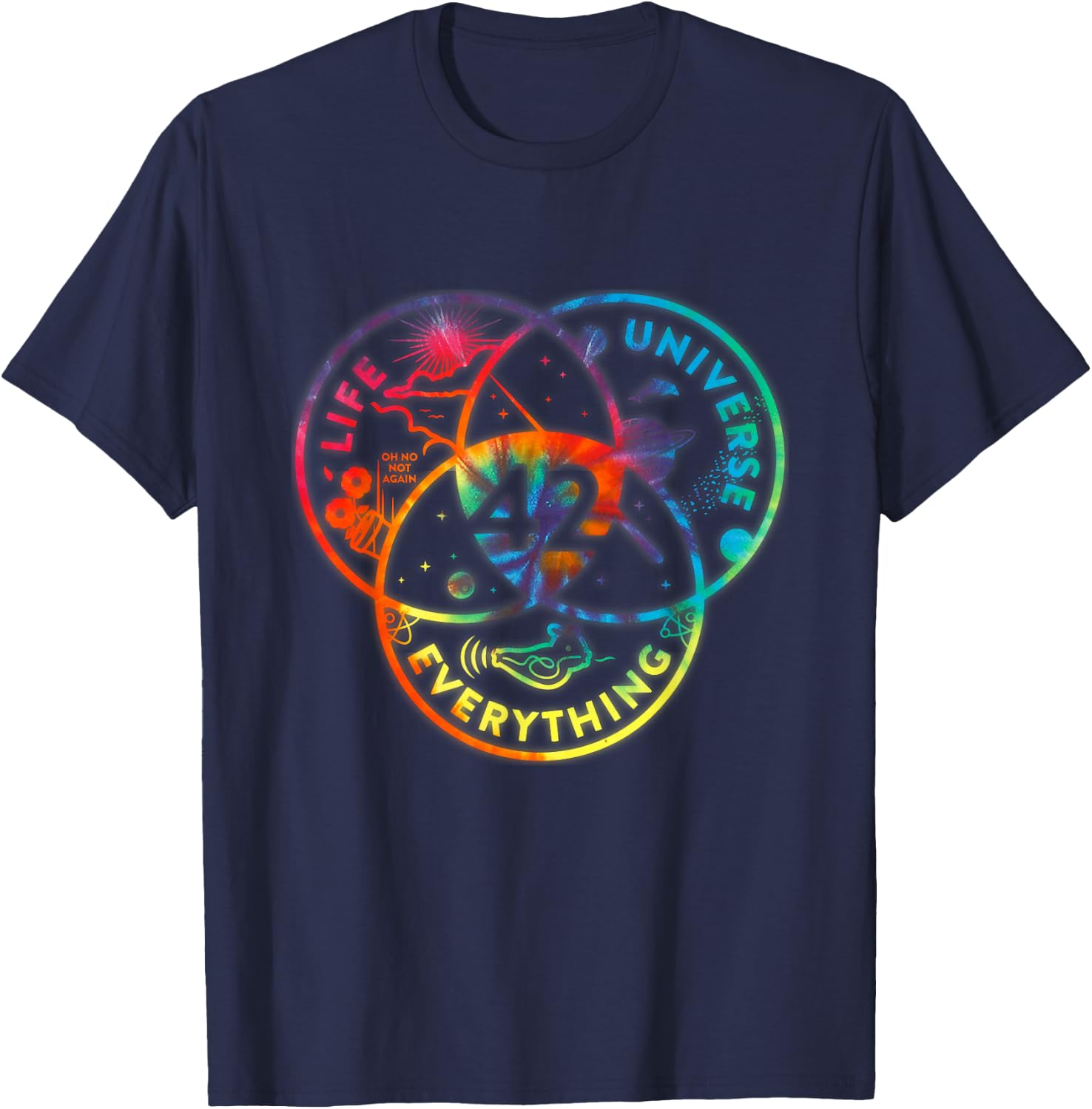 Venn Diagram Life The Universe And Everything - 42 Life T-Shirt - T-Shirt | Navy