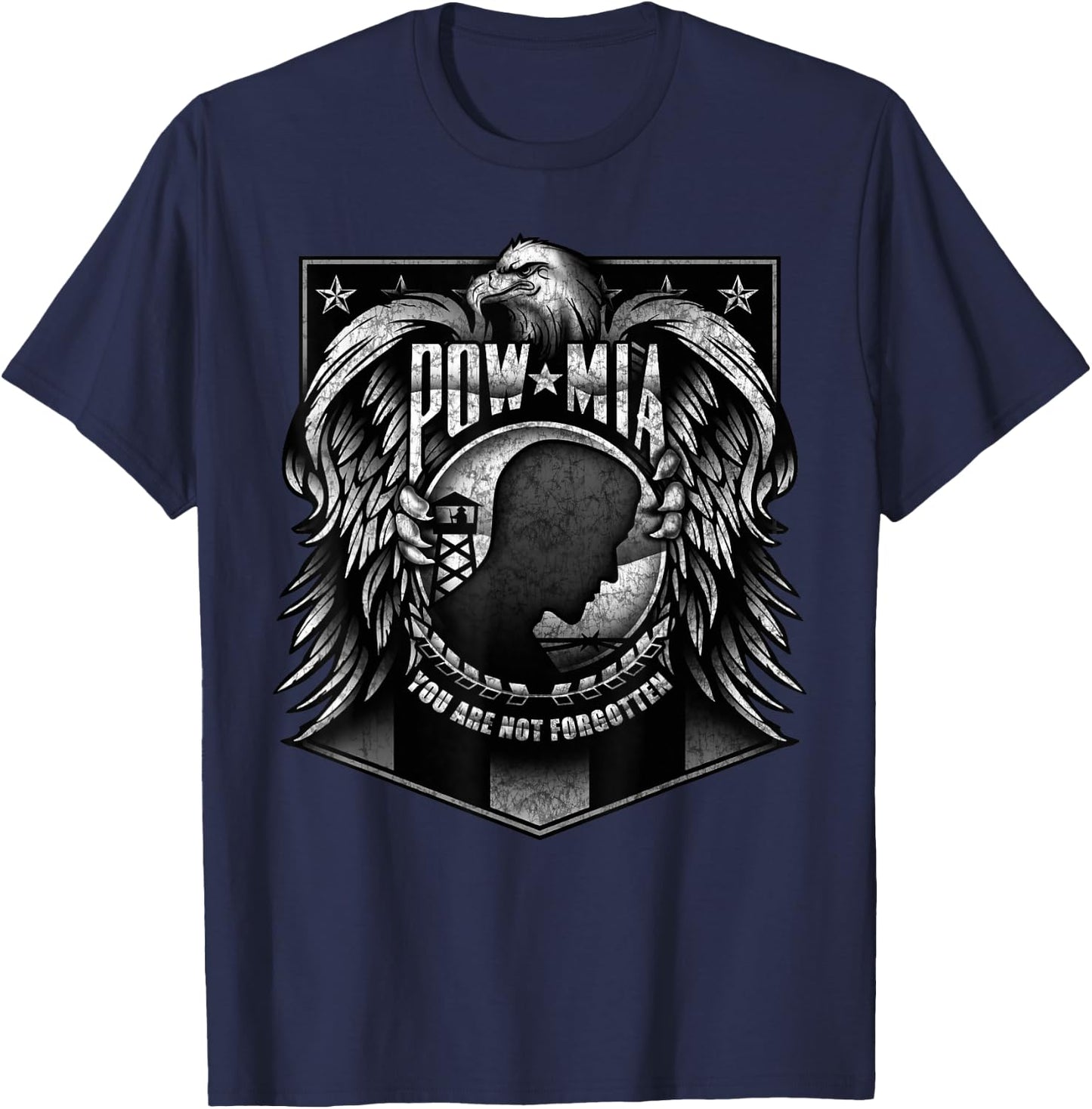 US Military POW MIA You Are Not Forgotten Shield with Eagle T-Shirt - T-Shirt | Navy
