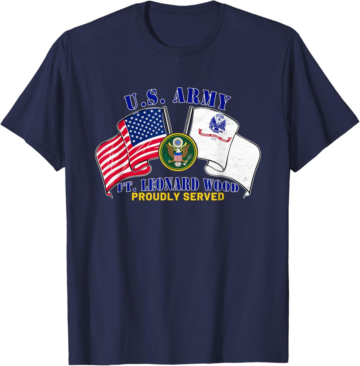 Fort Leonard Wood Missouri Mo Us Army Base American Flag Men T-Shirt - T-Shirt | Navy