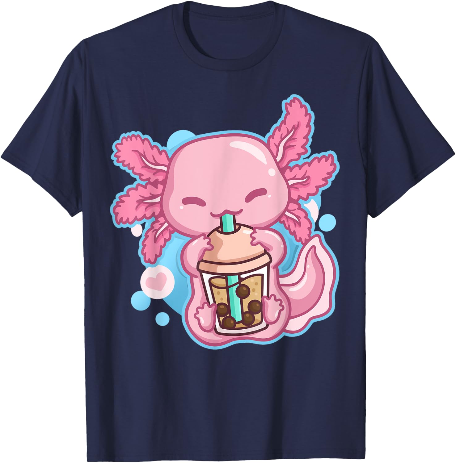 Boba Tea Bubble Tea Milk Tea Anime Axolotl Small T-Shirt - T-Shirt | Navy