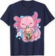 Boba Tea Bubble Tea Milk Tea Anime Axolotl Small T-Shirt - T-Shirt | Navy