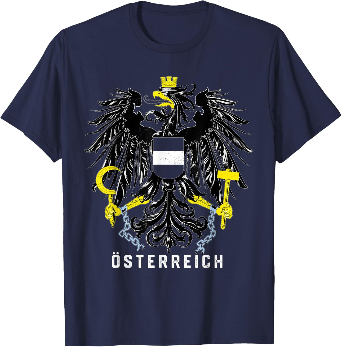 Austria Flag Eagle Österreich Vintage T-Shirt - T-Shirt | Navy