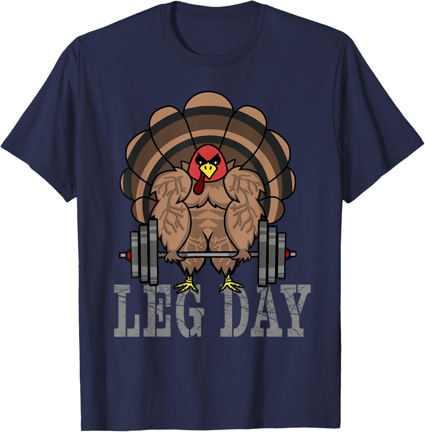 Funny Deadlifting Turkey Thanksgiving Leg Day Deadlift T-Shirt - T-Shirt | Navy