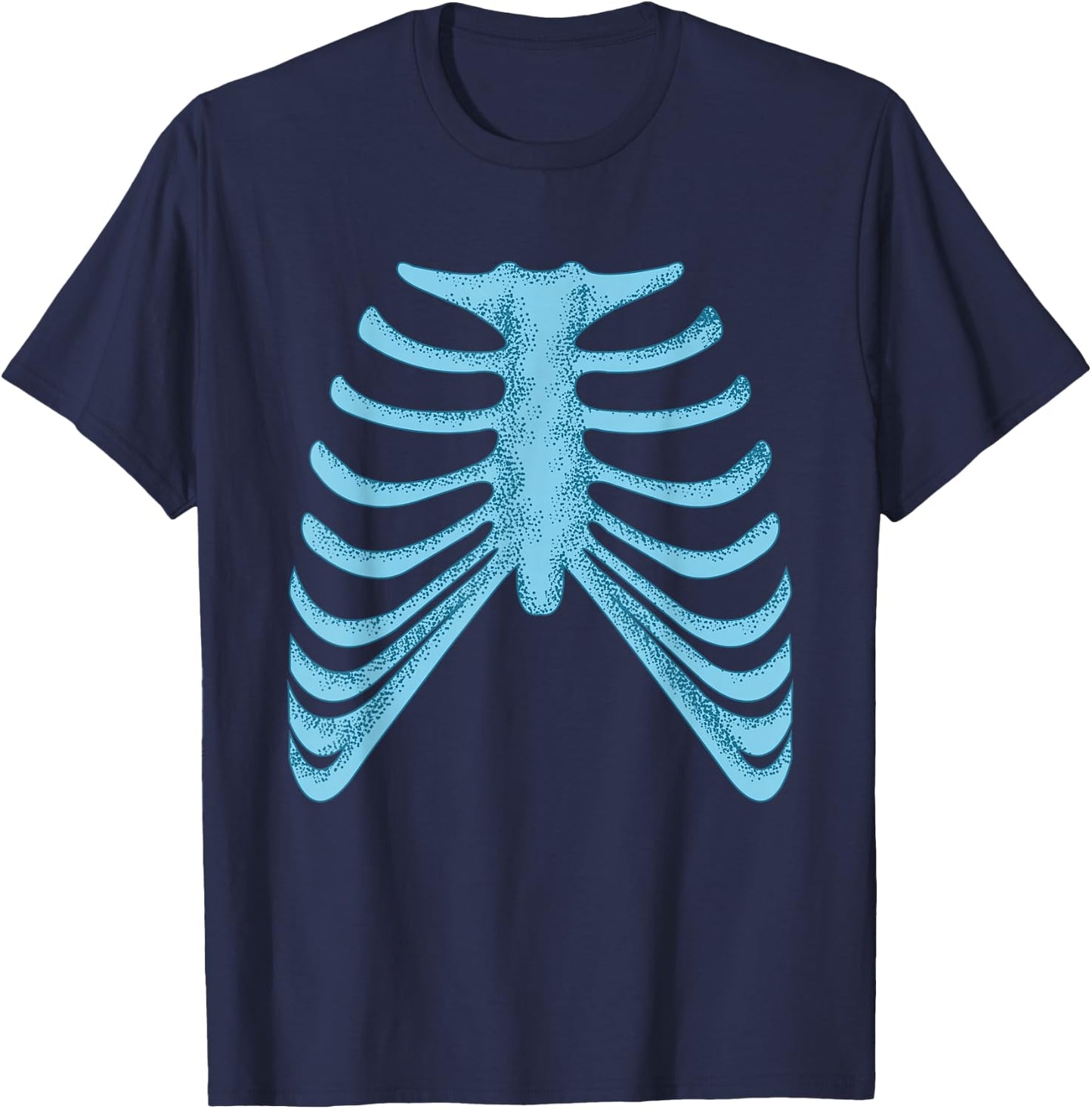 Blue Skeleton Rib Cage Blue Color Graphic T-Shirt - T-Shirt | Navy