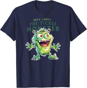 Here Comes The Tickle Monster Funny Childish Cool Tickling T-Shirt - T-Shirt | Navy