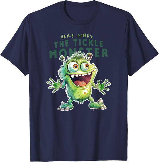 Here Comes The Tickle Monster Funny Childish Cool Tickling T-Shirt - T-Shirt | Navy