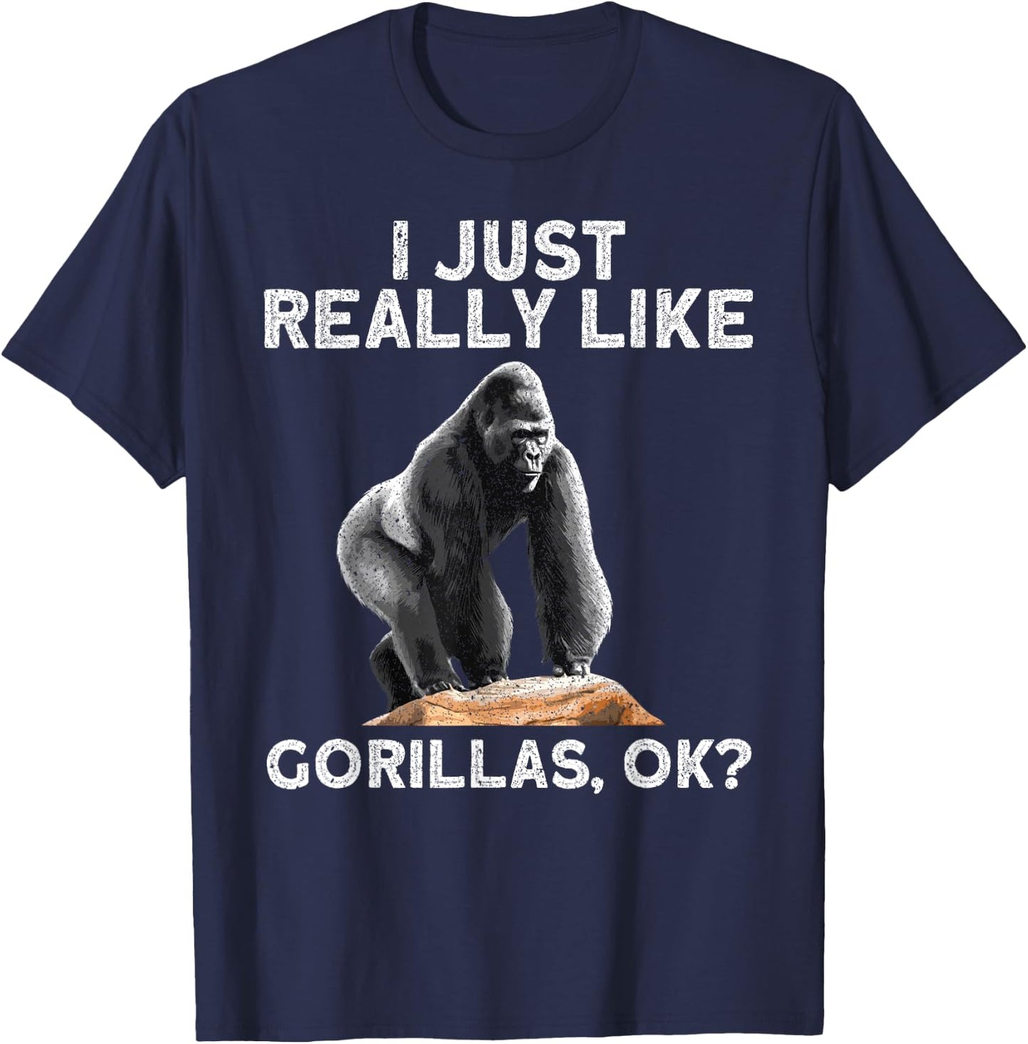 Funny Gorilla Art Women Kids Primate Gorilla Lover T-Shirt - T-Shirt | Navy