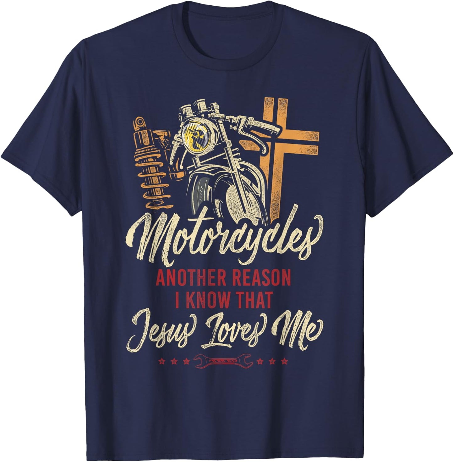 Classic Motorcycle Biker Jesus Faith Christian Motorcycles T-Shirt - T-Shirt | Navy