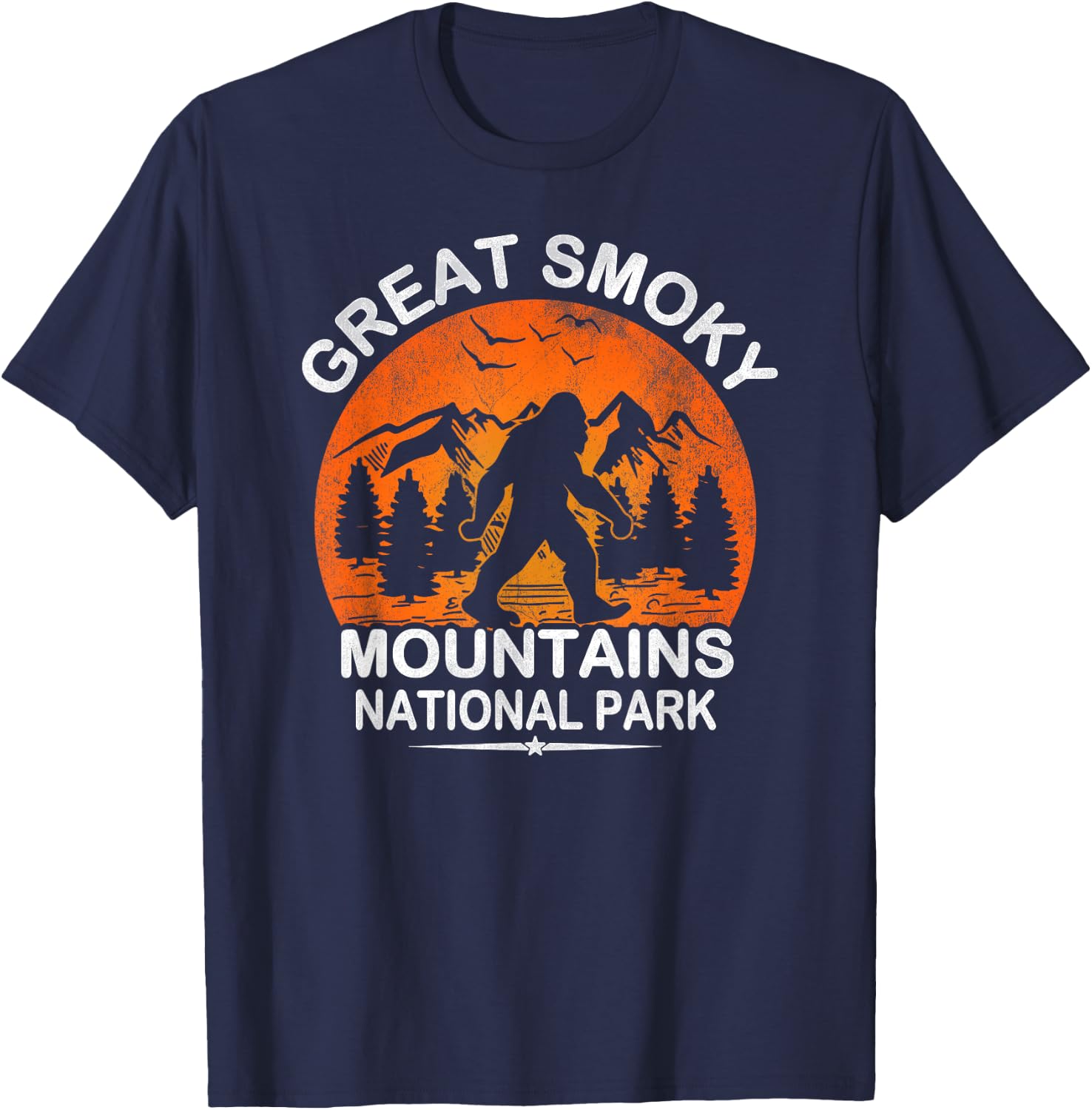 Great Smoky Mountains National Park Sunset Bigfoot Sasquatch T-Shirt - T-Shirt | Navy