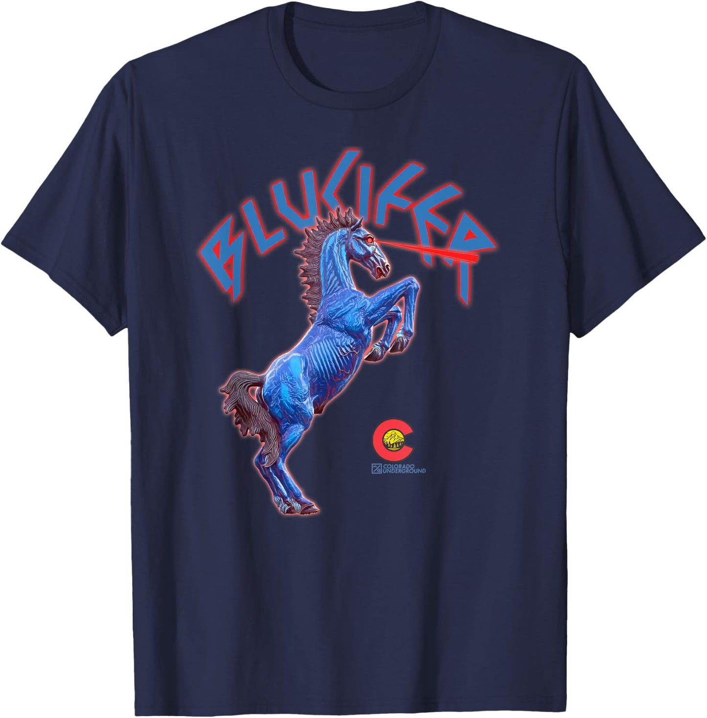 Colorado Blucifer Demon Horse T-Shirt - T-Shirt | Navy