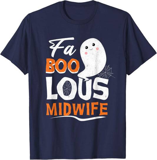 Fabulous Faboolous Midwife Ghost Halloween T-Shirt - T-Shirt | Navy