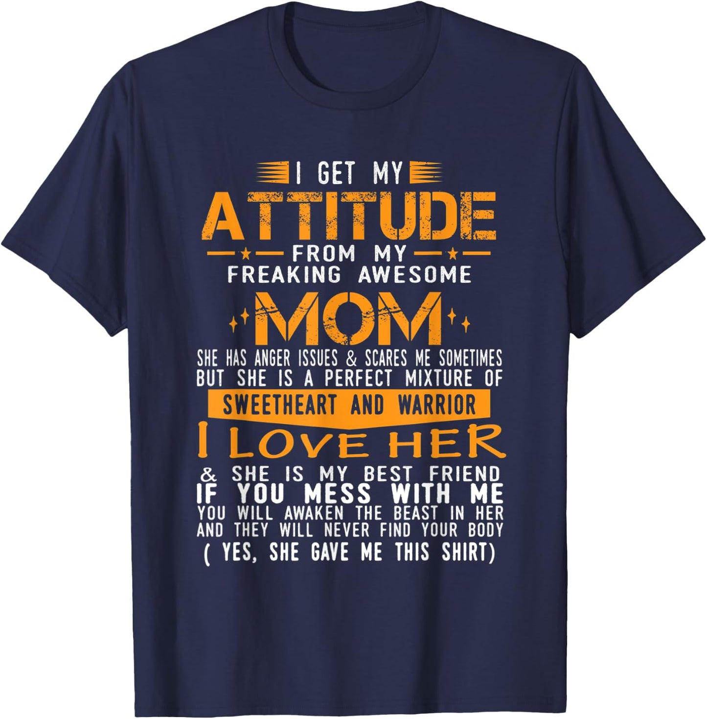 I Get My attitude from My Freaking Awesome Mom Funny Kids T-Shirt - T-Shirt | Navy