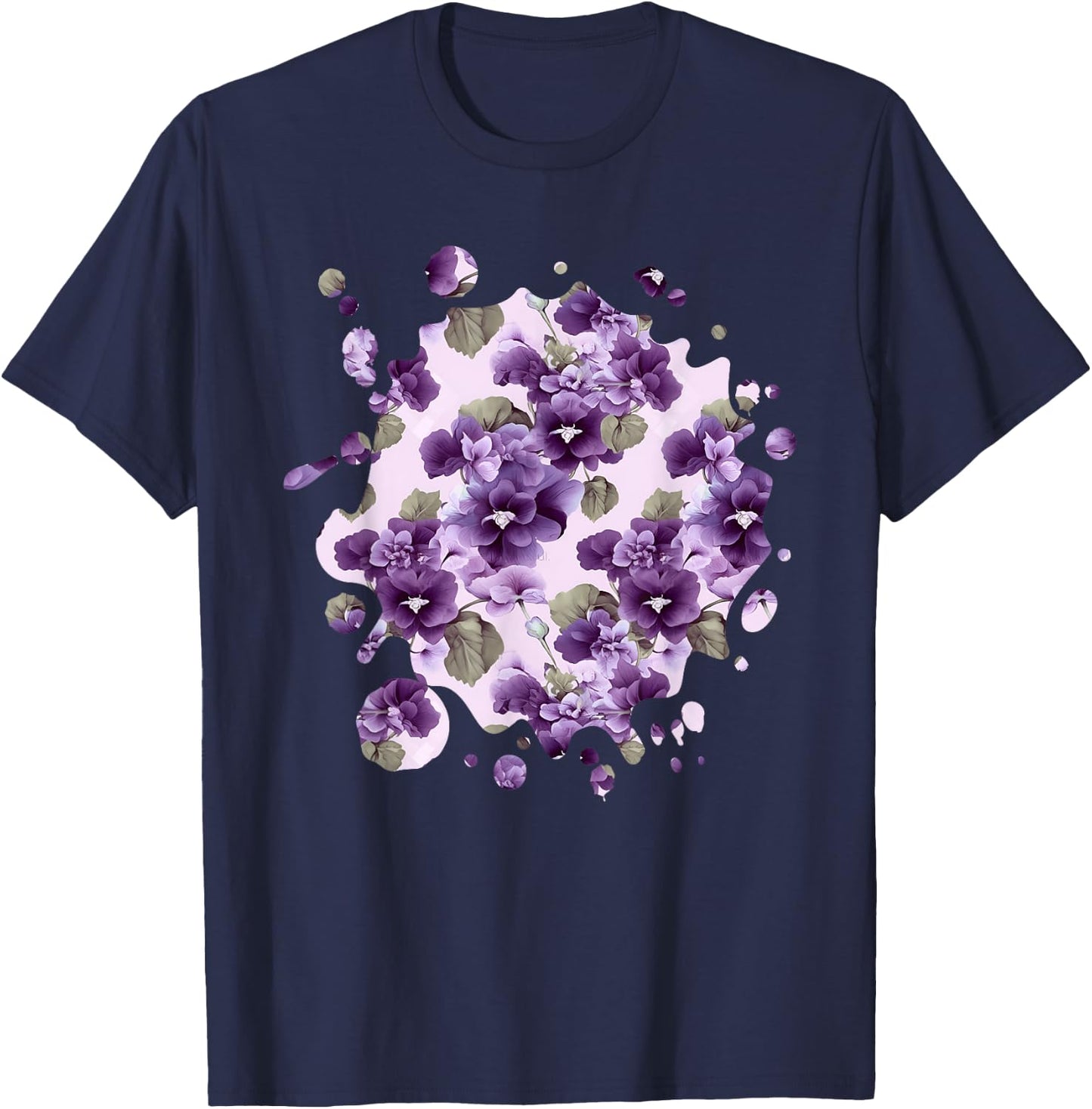Cute African Violet Inspired Flower Plant Lover Gardener T-Shirt - T-Shirt | Navy