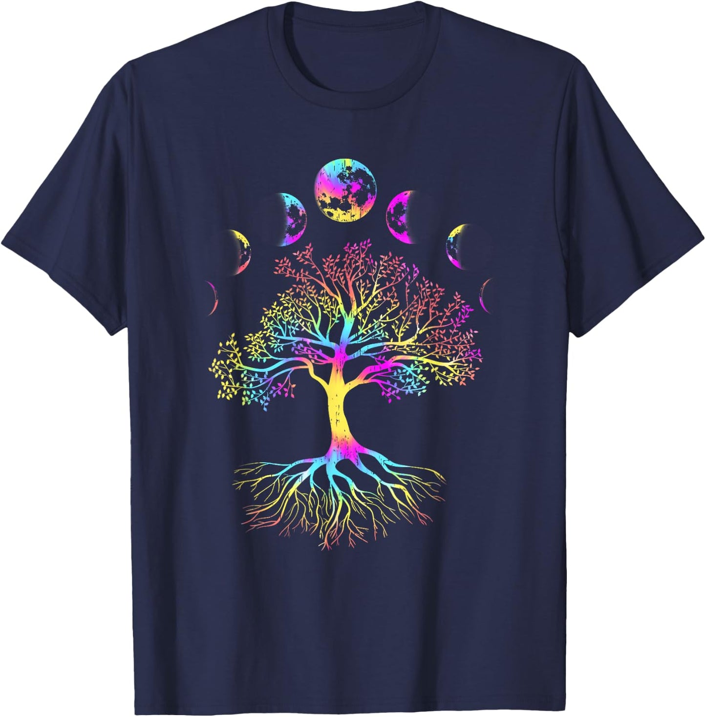 Moon Phases Tree of Life T-Shirt - T-Shirt | Navy