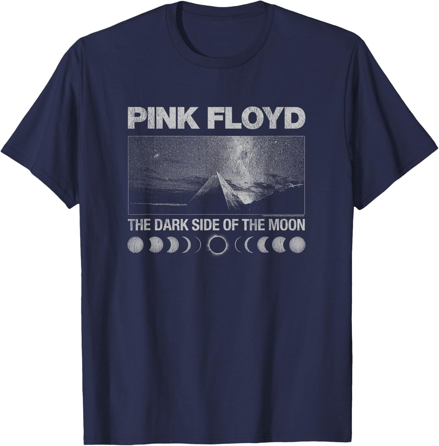 Pink Floyd The Dark Side of the Moon Vintage Poster Design T-Shirt - T-Shirt | Navy