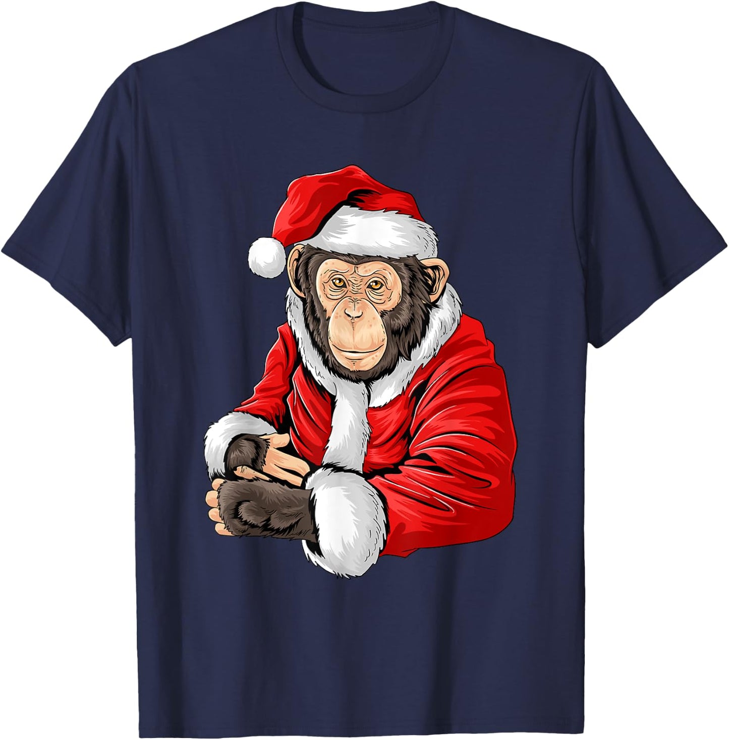 Monkey Santa Costume Christmas Pajama Cool Zoo Animal X-Mas T-Shirt - T-Shirt | Navy