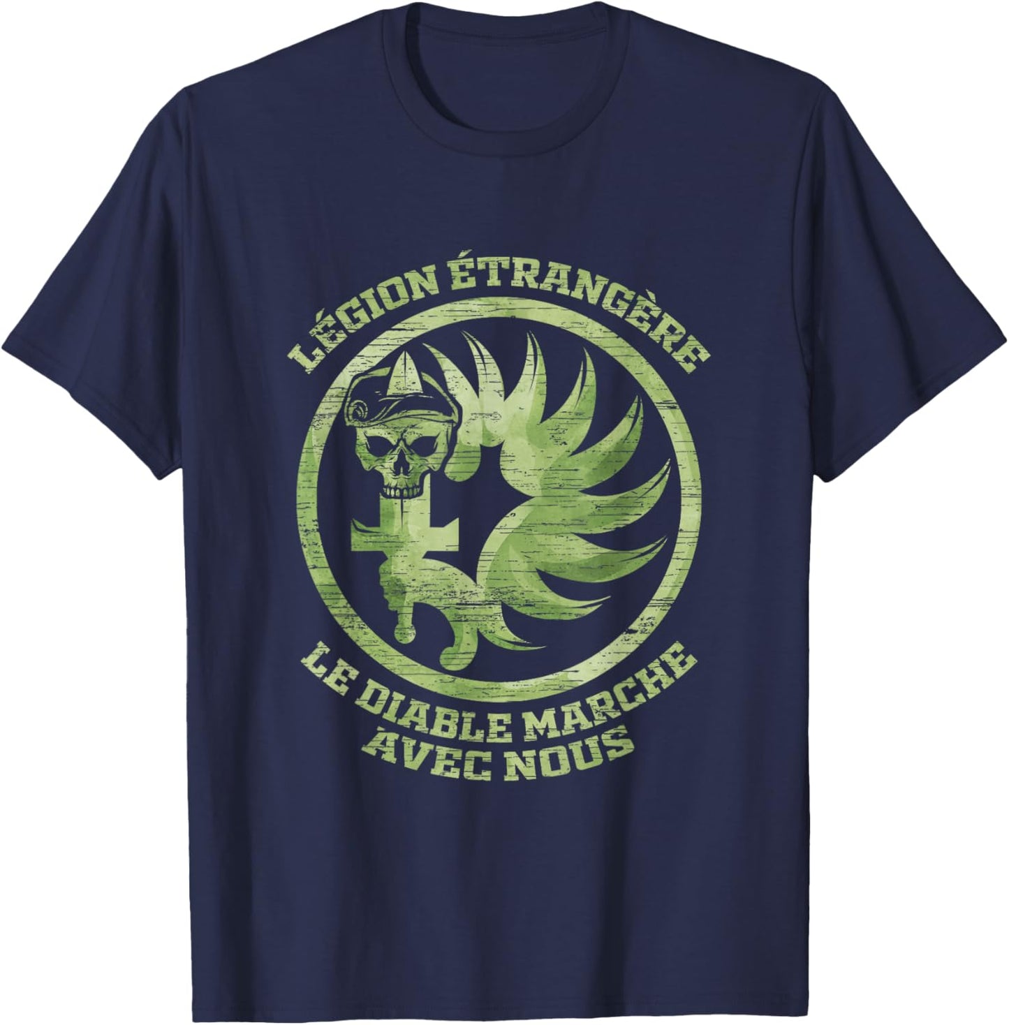 Le Diable Marche Avec Nous Legion Etrangere T-Shirt - T-Shirt | Navy