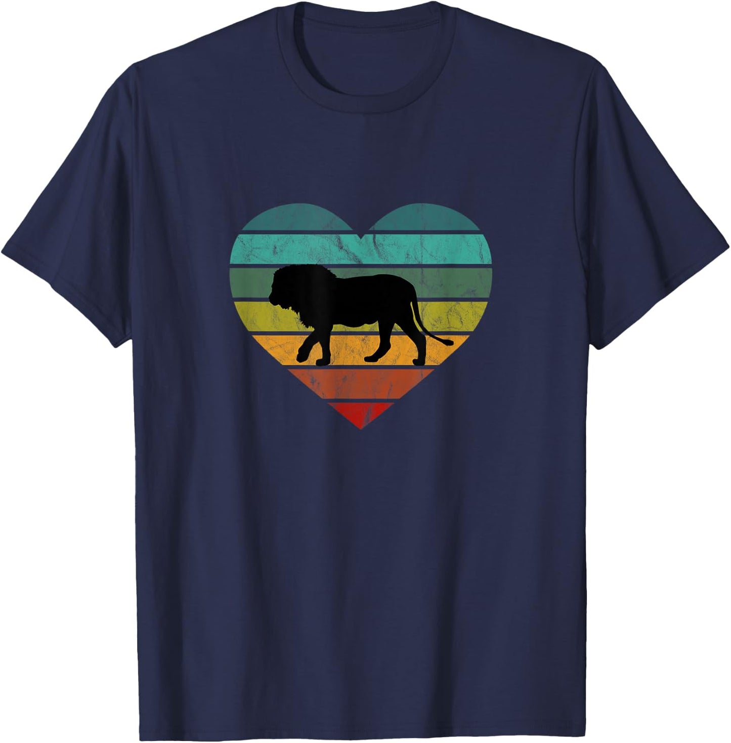 I Love Lions in Africa Heart Wilderness Serengeti Safari T-Shirt - T-Shirt | Navy