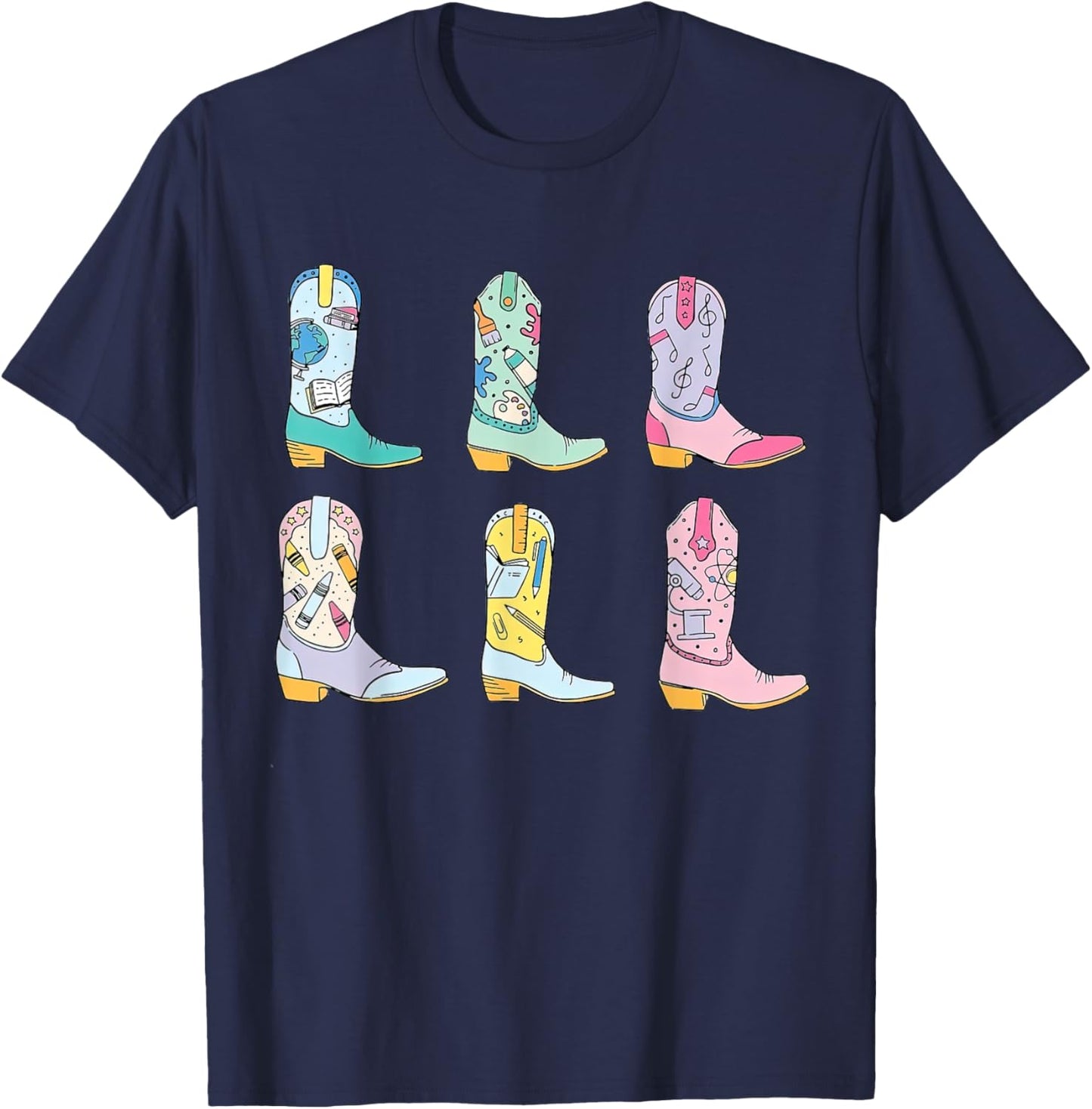 Teacher Life Howdy Teacher, Cowboy Boots T-Shirt - T-Shirt | Navy