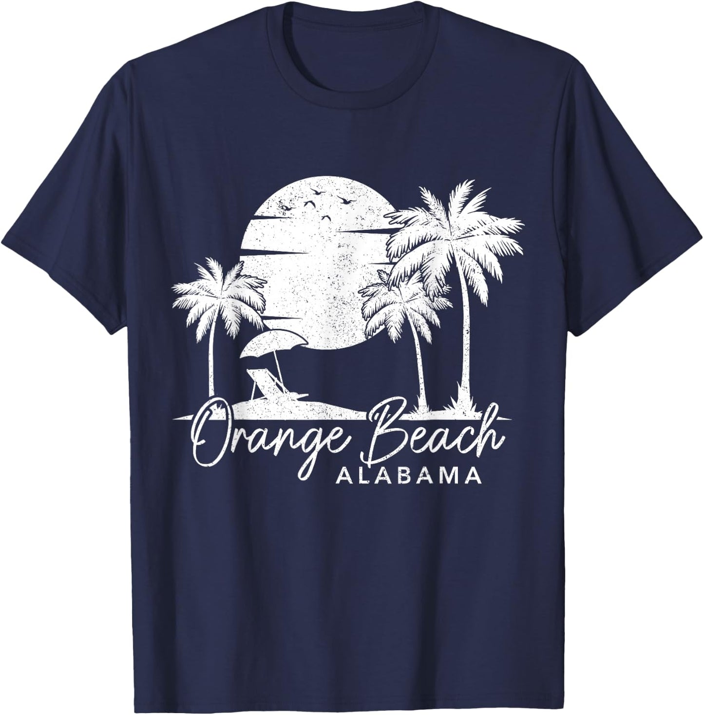 Orange Beach Alabama AL Vintage Sunset Surfer Retro T-Shirt - T-Shirt | Navy