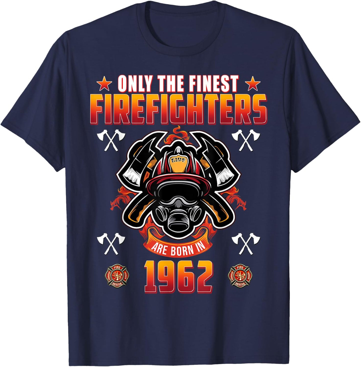 59 Year Old Firefighter Born in 1962 Vintage 59th Birthday T-Shirt - T-Shirt | Navy