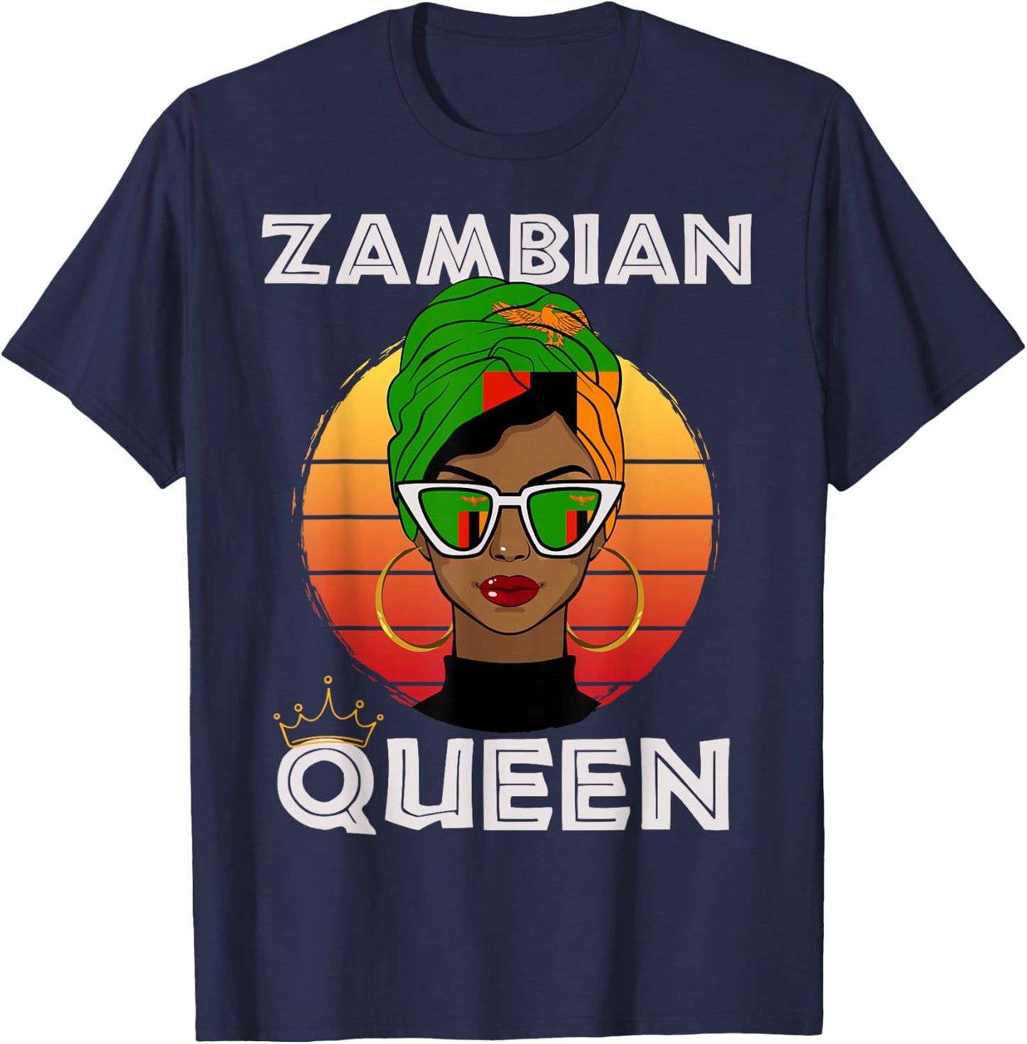 Zambian Queen, African Queen Zambia Flag, Zambia Women Girls T-Shirt - T-Shirt | Navy