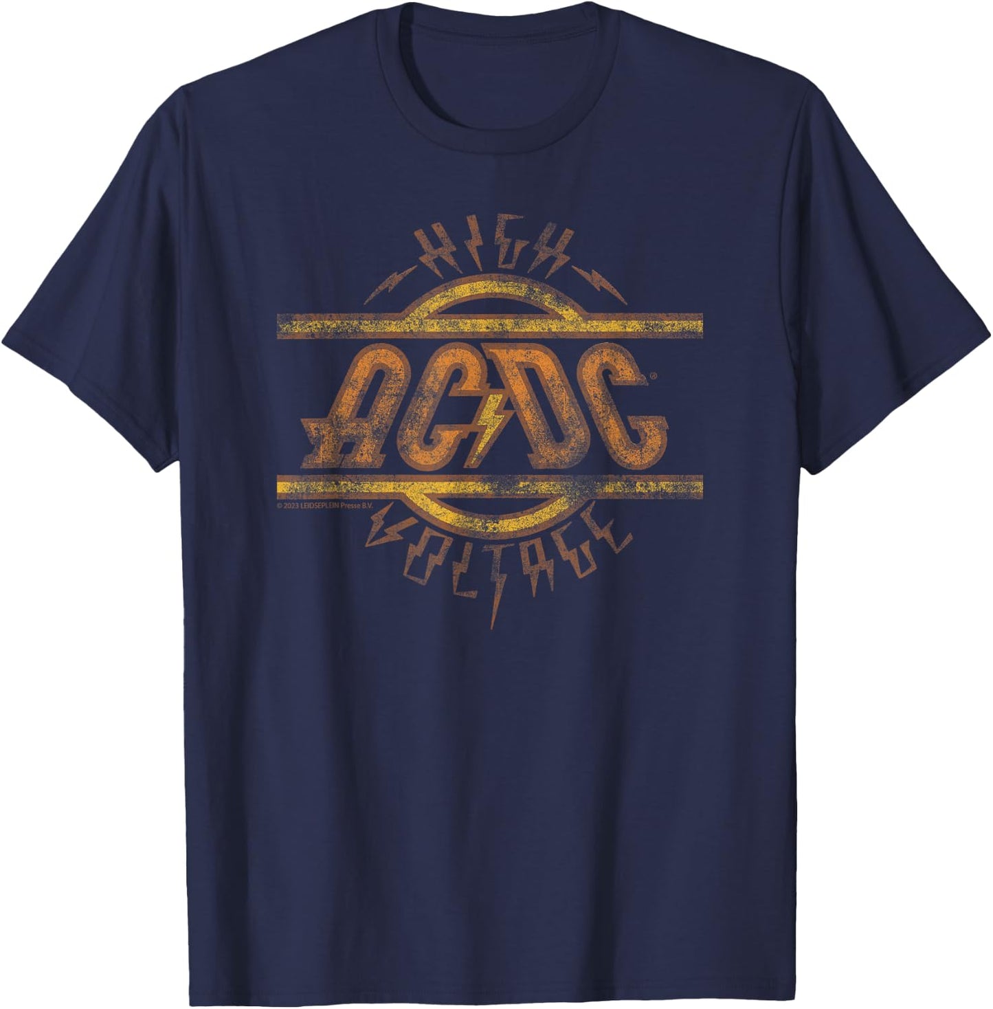 Official AC/DC High Voltage Rock Music Band Classic Logo T-Shirt - T-Shirt | Navy
